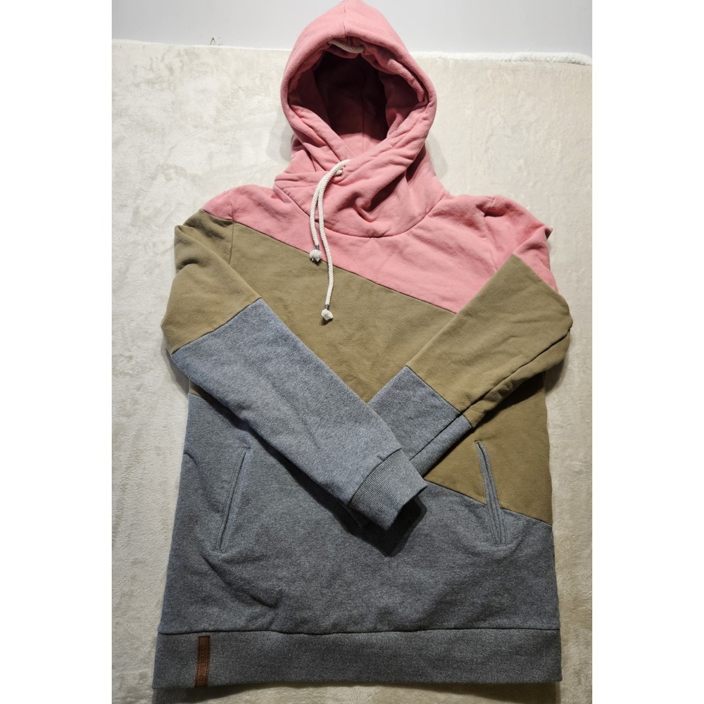 Ampersand Ave Colorblock Hoodie XXL Pink Olive Gray Pullover Kangaroo‎ Pocket